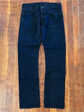 Levi’s 501 Red Tab Essential Button Fly Straight Leg Black Denim Jeans 30x30
